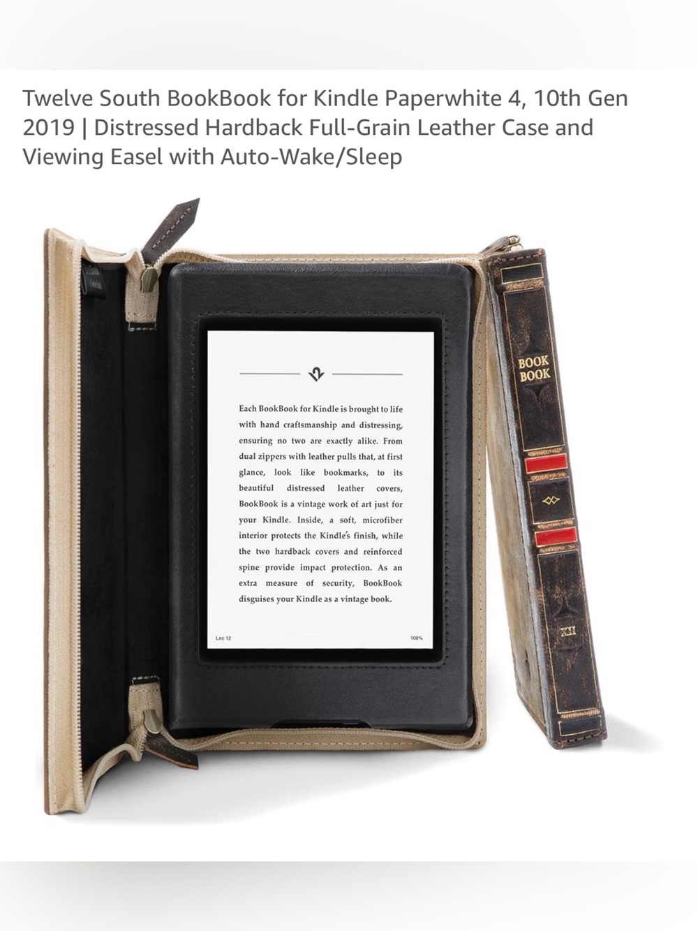 BookBook Distressed Leather Case for Kindle 10th 2018-2020.